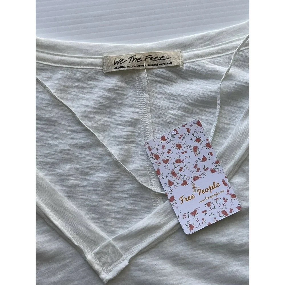 Free People Womens White On My Mind Oversized Light V-Neck Shirt By We The Free - Picture 7 of 11